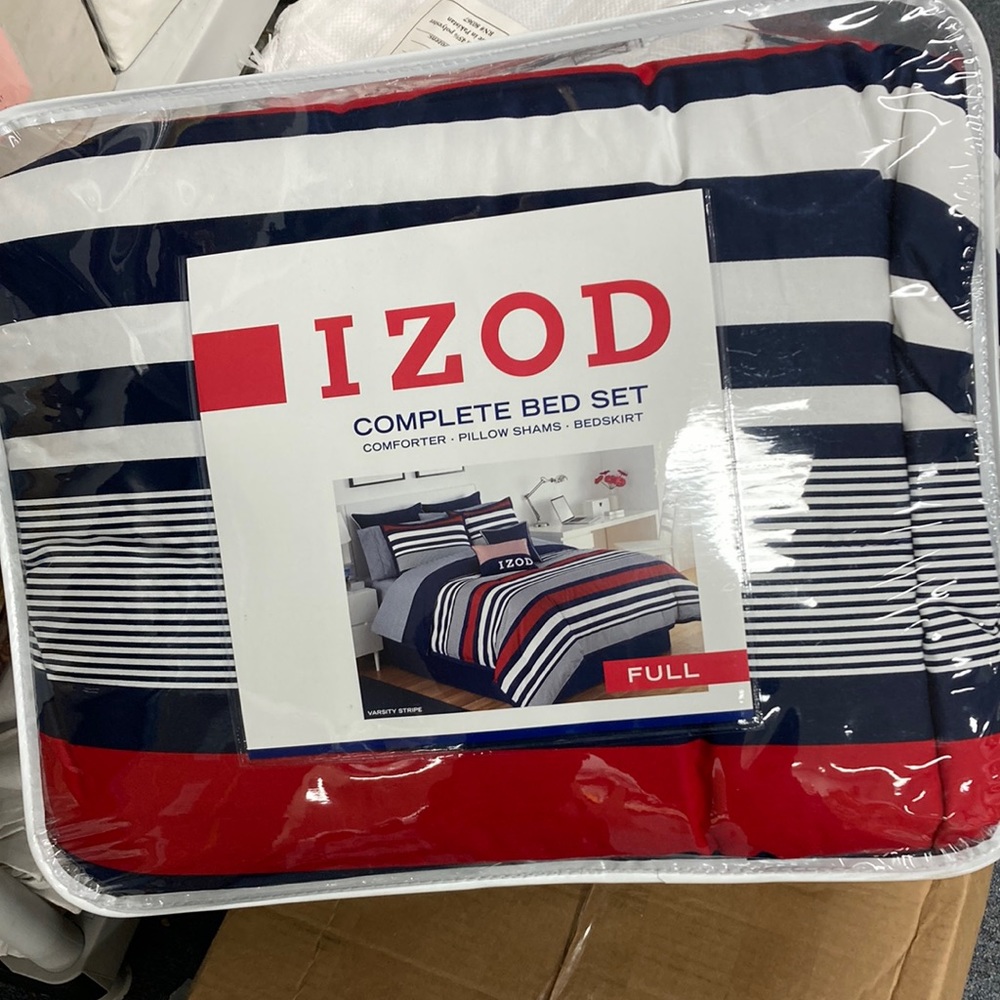 Izod full comforter set brand new varsity stripe stunning